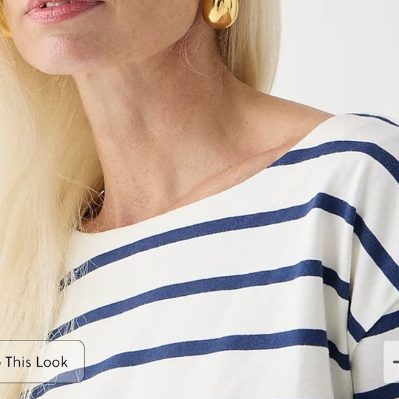 J. Crew BESTSELLER Cropped boatneck T-shirt mariner cotton Navy Stripe XXS BX290 - Picture 6 of 8